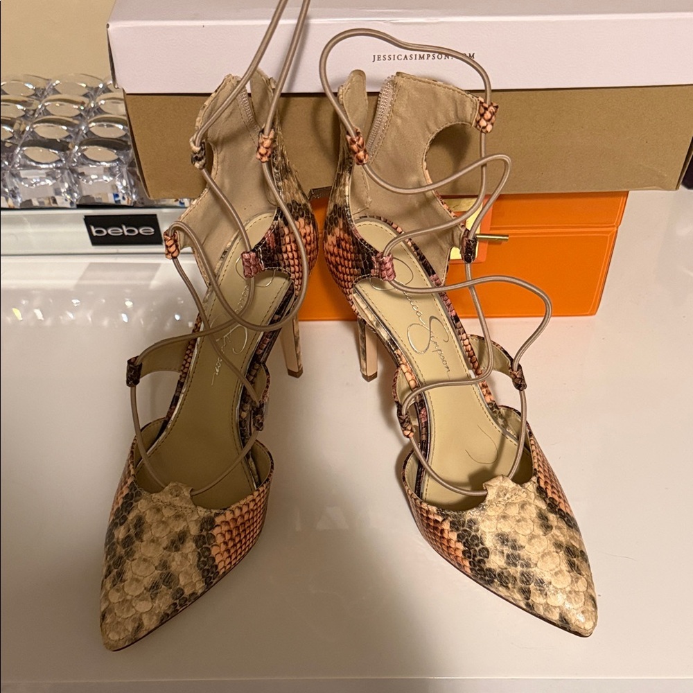 Jessica Simpson Multi-Tone Snakeskin Heels